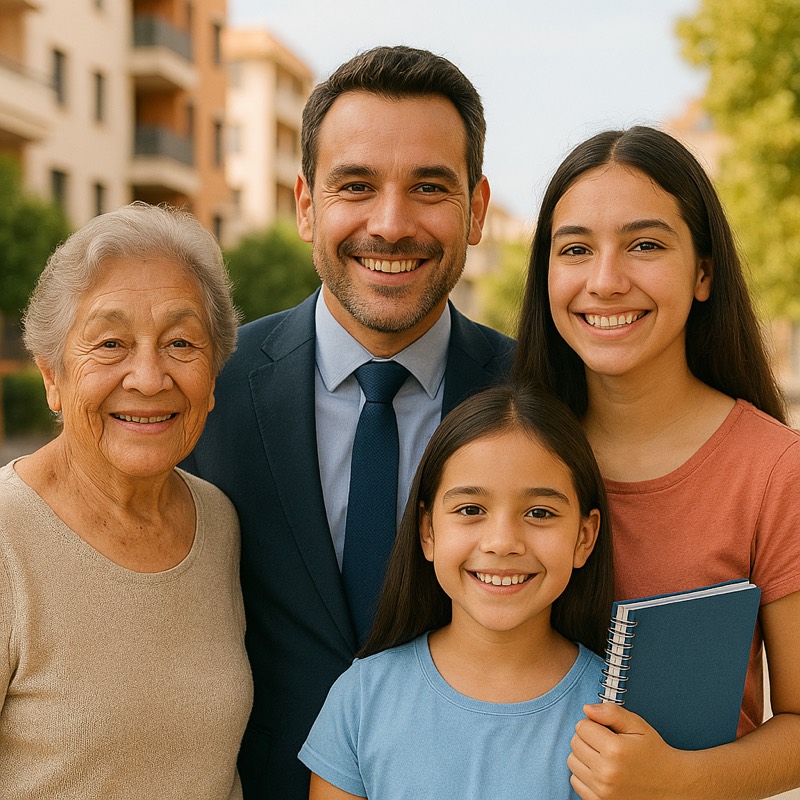 Familia feliz de expatriados en España con visa aprobada